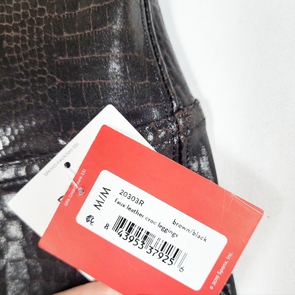 SPANX faux leather croc leggings brown/black NWT - Picture 7 of 9